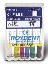 Roydent K-Files 19mm, 6/Box. Stainless Steel by Roydent (variations available)